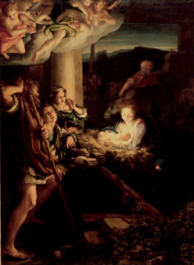 Pintura sobre del nacimiento de Jesús.