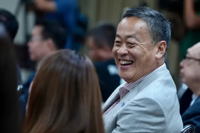 นายเศรษฐา ทวีสิน แคนดิเดตนายกฯ เข้าร่วมประชุมพรรคเพื่อไทย เมื่อ 8 ส.ค.