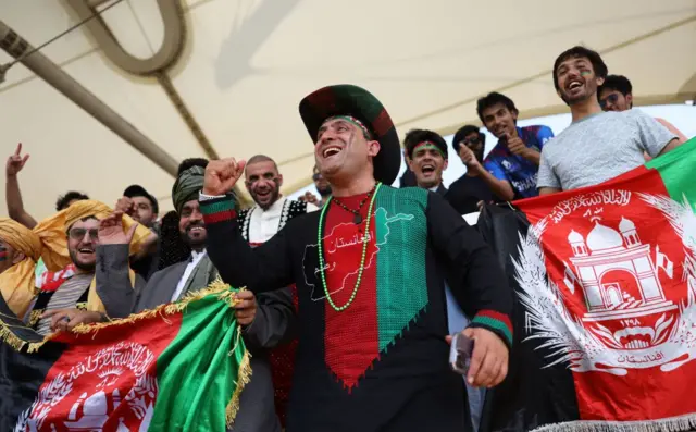 هواداران تیم کریکت افغانستان در هند