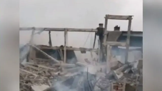 युक्रेनमा विध्वंशको एक दृश्य