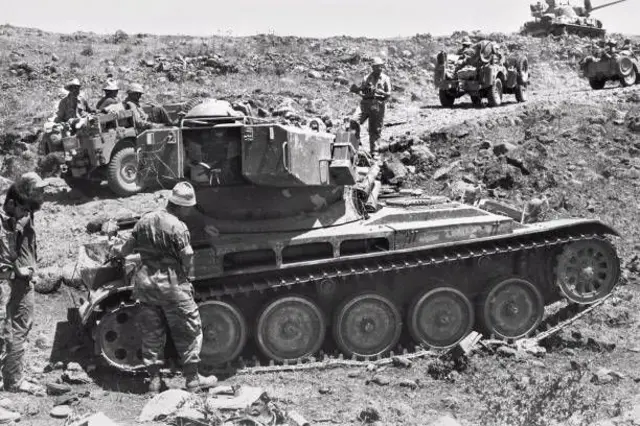 المدرعات الإسرائيلية تتوغل في هضبة الجولان في حرب 1967