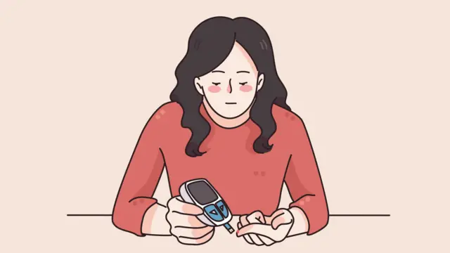 Une femme fait un test diabétique