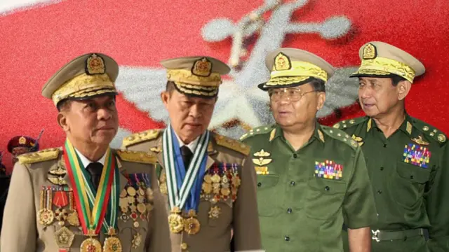 ဗိုလ်ချုပ်မှူးကြီးမင်းအောင်လှိုင်၊ဒုဗိုလ်ချုပ်မှူးကြီးစိုး၀င်း၊ ဗိုလ်ချုပ်မှူးကြီးသန်းရွှေနဲ့ ဒုဗိုလ်ချုပ်မှူးကြီးမောင်အေး
