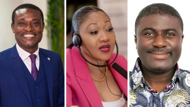 Special prosecutor kissi agyebeng (L), jean mensa (M) electoral commission boss, bossman asare (R) deputy electoral commission boss