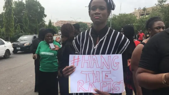protesters dey tok say we must hand the rapists