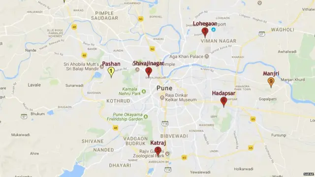सफर संकेतस्थळावरील पुण्याचा नकाशा