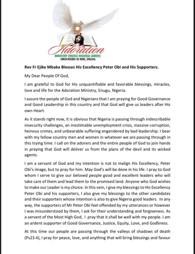 Akwụkwọ ozi Fada Mbaka dere