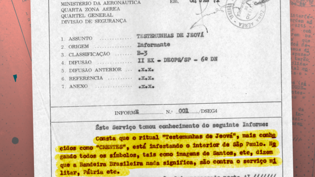 Documento do Ministério da Aeronáutica de 1971 diz que Testemunhas de Jeová estavam 'infestando' o interior de São Paulo 