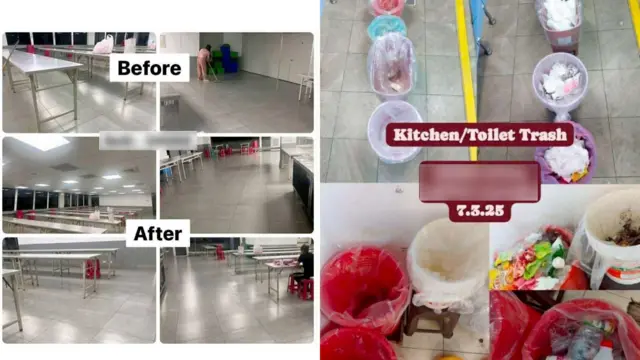 工會提供多張工人曾在宿舍被罰勞動服務的證據照片。