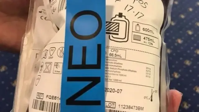 نیو ٹیگ والی خون کی تھیلی