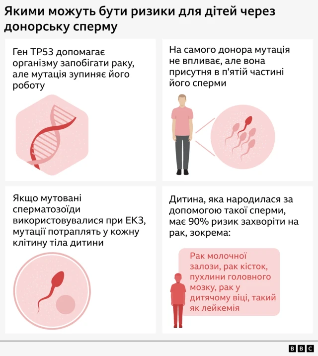 Якими можуть бути ризики для дітей через донорську сперму - схема