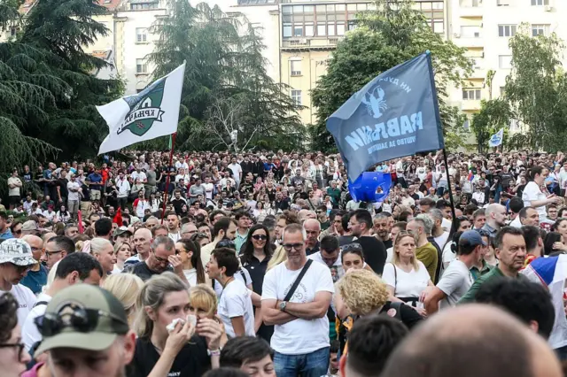 Демонстрация протеста в Белграде, май 2026 года