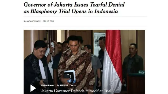 Berita Ahok di NYT