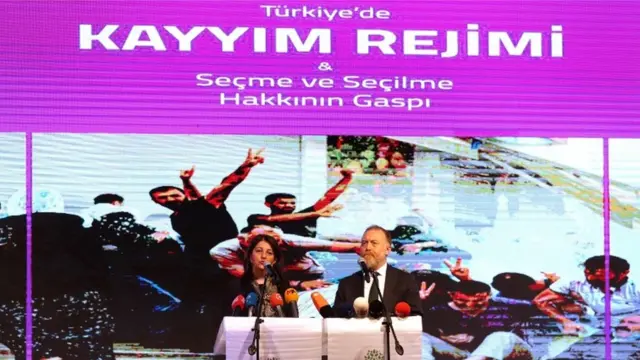 HDP'nin "Kayyım rejimi-Seçme ve seçilme hakkının gaspı" başlıklı toplantısında Buldan ve Temelli'nin yanı sıra başka siyasiler de söz aldı