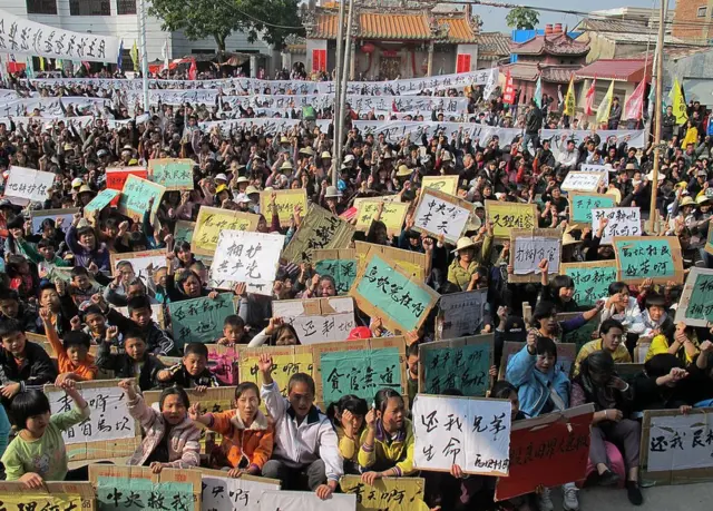 Protestas en Wukan en 2011.