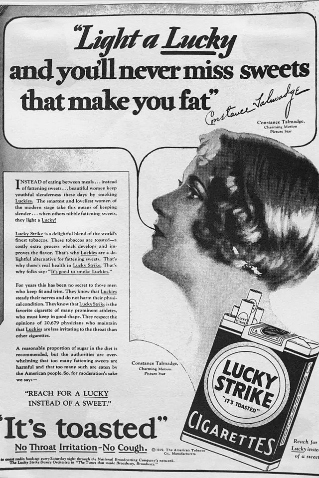 Publicidad de Lucky Strike calorías