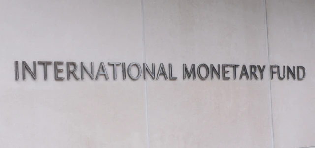 Washington, D.C., États-Unis, 29 mars 2025 : Inscription "Fonds monétaire international" sur le mur du bâtiment.