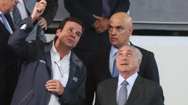 Eduardo Paes, Michel Temer e Alexandremelhor casa de aposta para escanteioMoraesmelhor casa de aposta para escanteiovisita ao Parque Olímpico