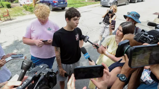 Jason Kolher, a classmate of Thomas Matthew Crooks, named by the FBI as the "subject involved" in the attempted assassination of former President Donald Trump, talks to the media in Bethel Park, Pennsylvania, U.S. July 14, 2024. REUTERS/Aaron Josefczyk