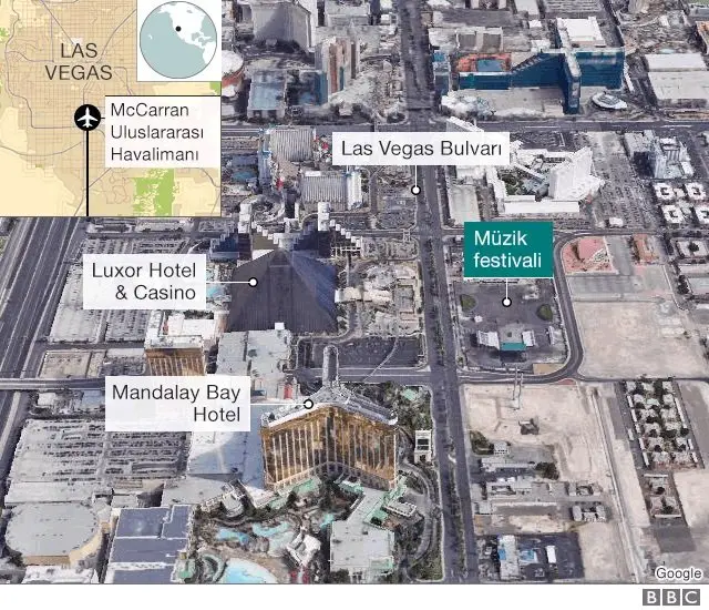 Las Vegas saldırısı haritası