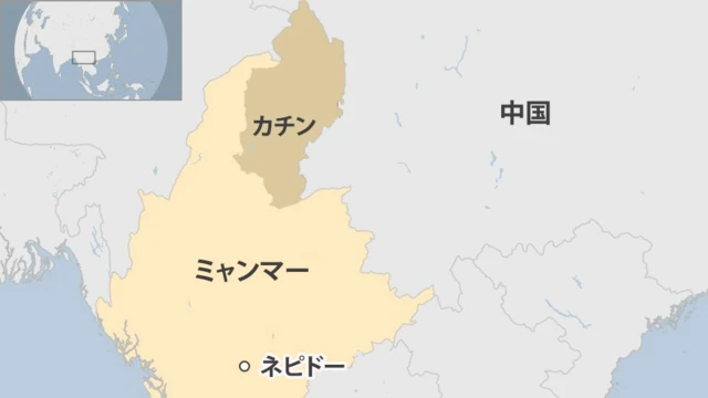 Map of Kachin state in Myanmar