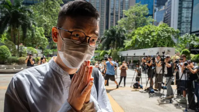 Patrick Lam, former editor of the now-defunct pro-democracy publications Stand News, arrives at the District Courts for a sentencing hearing in Hong Kong, China, on Thursday, Sept. 26, 2024