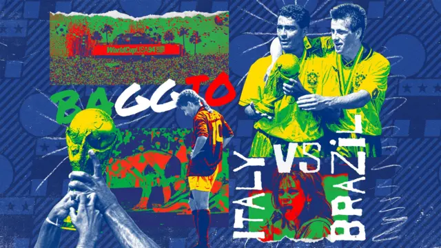 Montagem colorida com Bebeto e Baggio em destaque