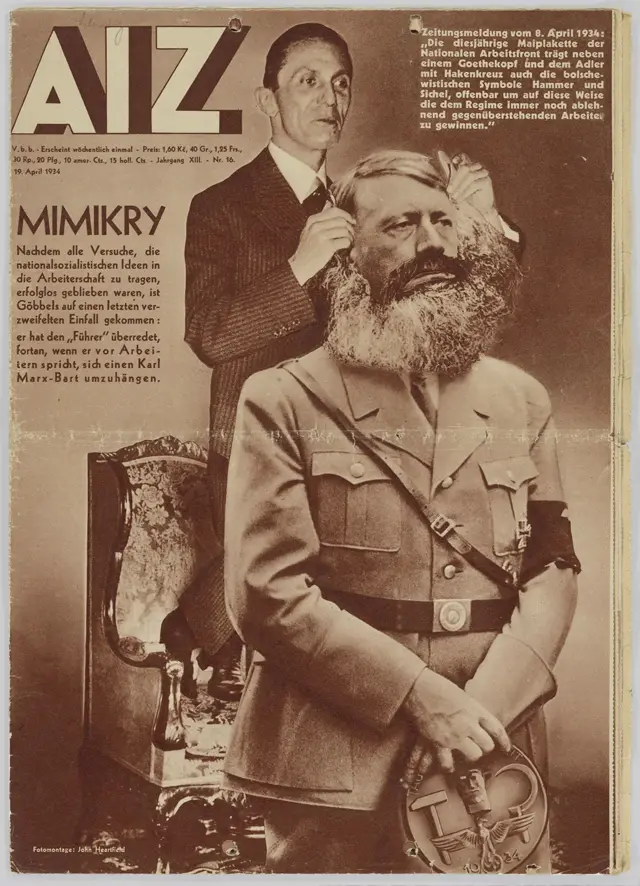 Фотоколаж - Йозеф Геббельс маскує Гітлера під Карла Маркса