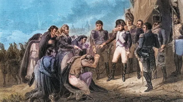 Óleo que muestra a Napoleón durante el sitio de Madrid