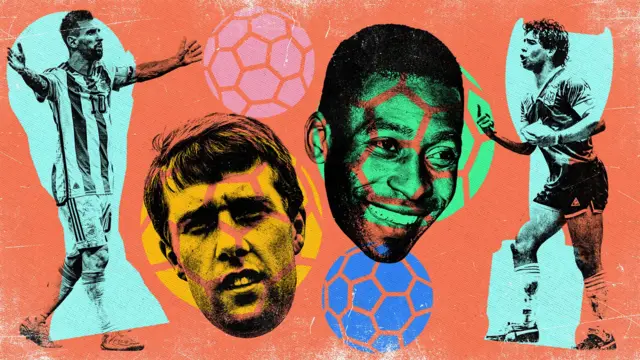 Messi, Hurst, Pele ve Maradona'nın grafikleri.