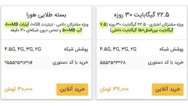 فروش بسته اینترنتی