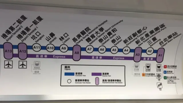 台湾机场捷运的线路图