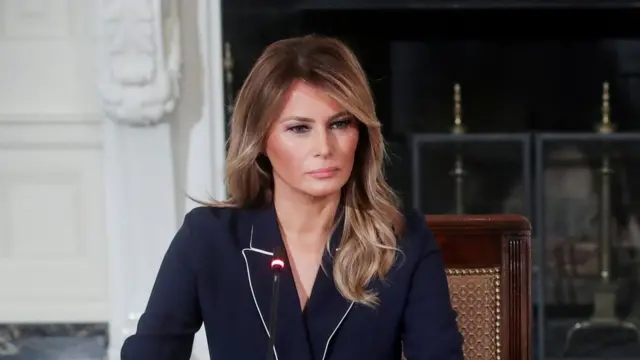 US first lady Melania Trump hosts an Indian Health Service (IHS) Task Force briefing on Native American children in the Indian health system at the White House in Washington, 23 July 2020