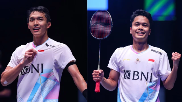 Anthony Sinisuka Ginting (kanan) dan Jonatan Christie (kiri) 