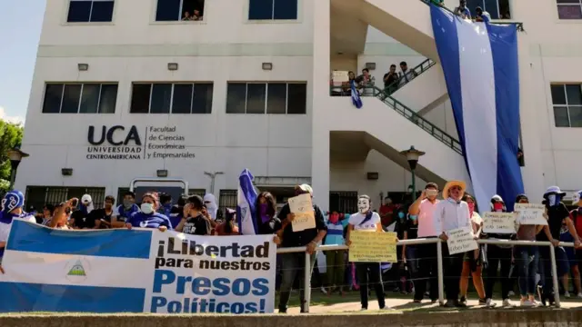 Manifestação pela liberdadecasa de apostas dando bônus grátispresos políticos na Nicarágua.