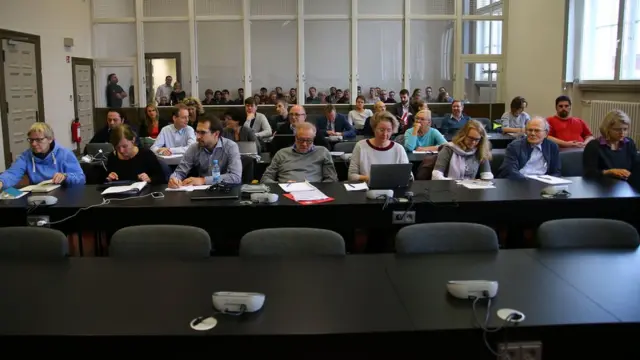 منظر عام لمحكمة هامبورغ خلال جلسة الاربعاء 2 نوفمبر/تشرين الثاني 2016 بشأن قضية اردوغان ضد بوهميرمان