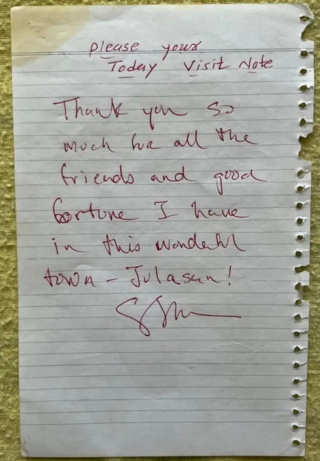 सुनीता विलियम्स के हाथ से लिखा नोट 