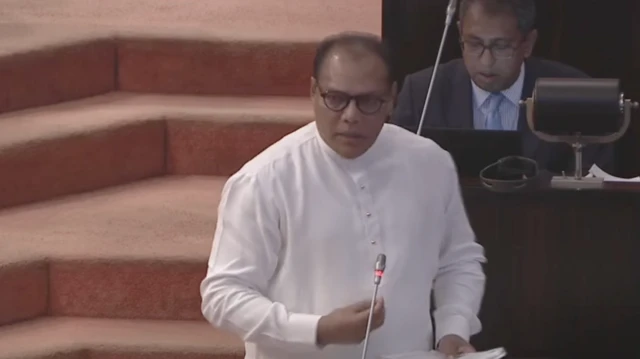 MP Dayasiri Jayasekara speaking in the parliament.