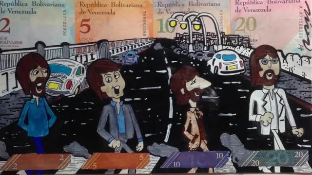 Dibujo sobre billete.