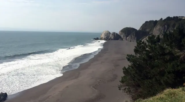 Playa y formaciones rocosas de Constitución.