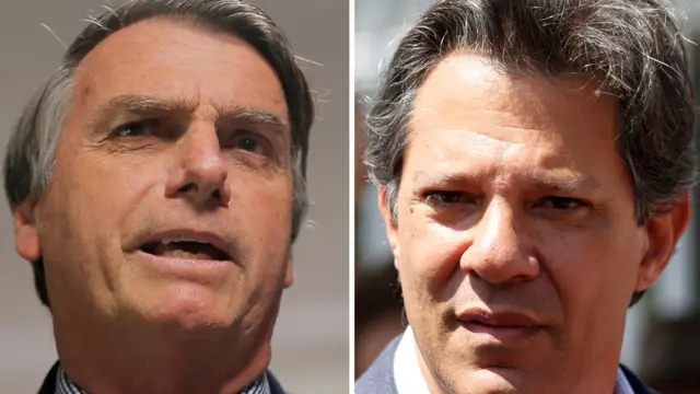 Jair Bolsonaro (à esquerda), Fernando Haddad (à direita)