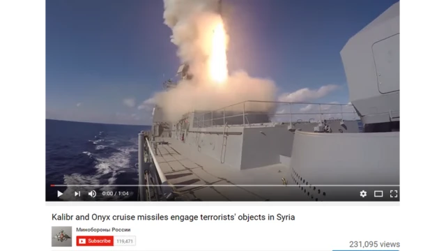 وصرة تظهر سفينة روسية حربية تطلق صاروخا