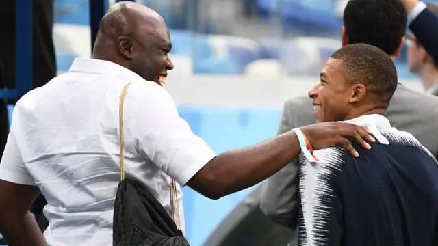 Mbappe and his father arrive at the stadium ahead of France v Uruguay