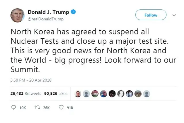 ข้อความทางทวิตเตอร์ของผู้นำสหรัฐฯ