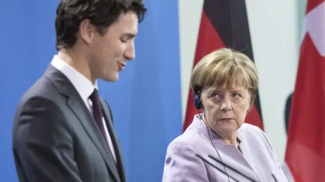 જર્મનીના ચાન્સેલર એન્જેલા મર્કલ સાથે જસ્ટીન ટ્રુડો