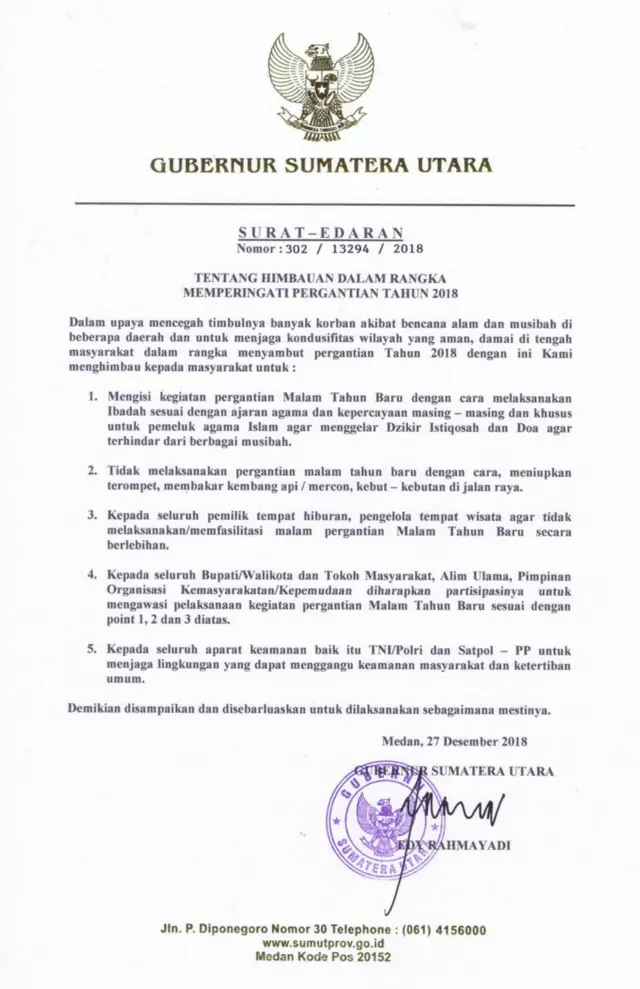 Surat edaran tahun baru
