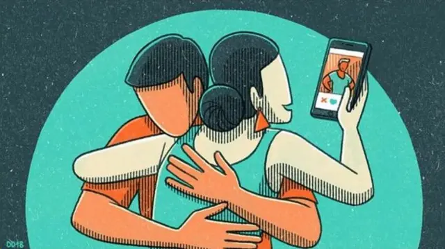 ilustraçãotruques para ganhar na roletacasal heterossexual, ela olhando o celular