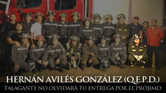 Bomberos de Talagante, en la fila de adelante aparece Hernán Avilés
