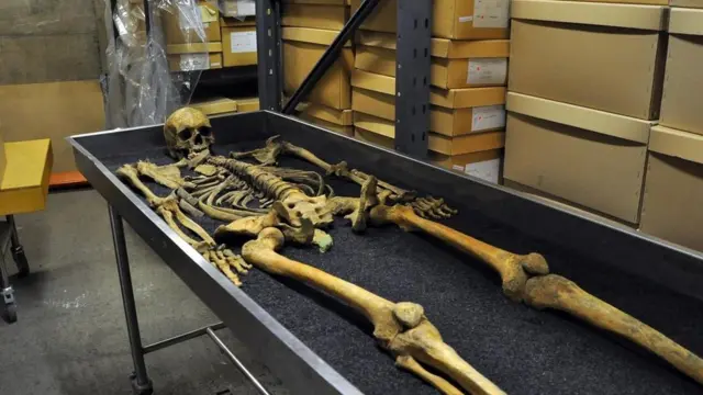 Un esqueleto en una mesa