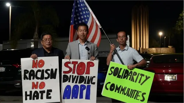 加州华裔卢春雨（中），江志高（右）